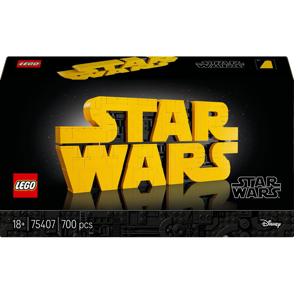 LEGO Star Wars Set-Box mit gelbem Logo auf schwarzem Hintergrund.