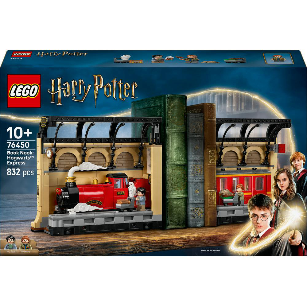 LEGO Harry Potter Set 76450 zeigt den Hogwarts Express als Buchstütze mit 832 Teilen.