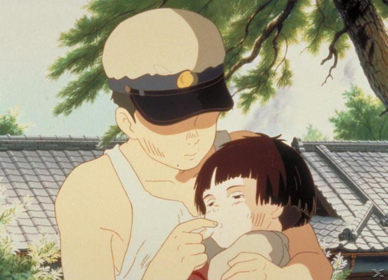 Eine animierte Szene zeigt eine Person, die ein Kind hält. Die Person trägt eine Kappe und ein Tanktop. Das Kind wird im Gesicht berührt.