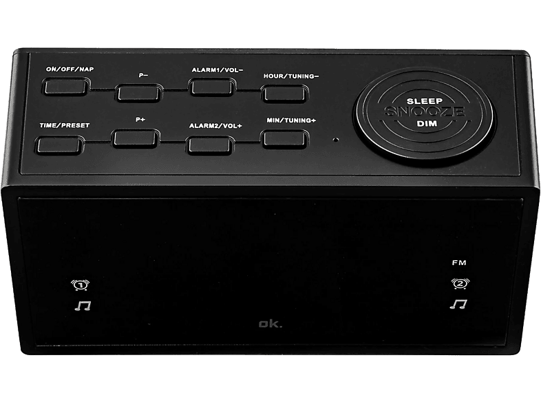 Radio despertador - ok. OCR 310, Pantalla LED de 1.2 '', 2 Tipos Alarma, FM, Negro