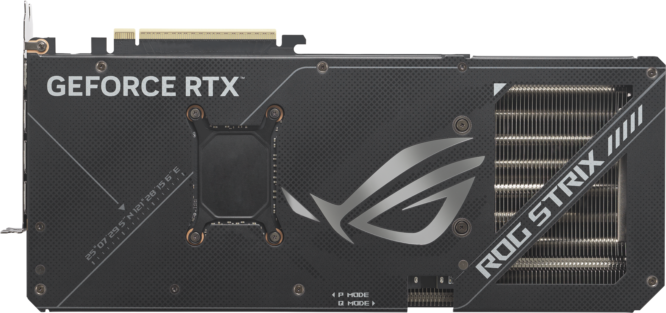 Une carte graphique avec le logo ROG STRIX et le texte GeForce RTX.