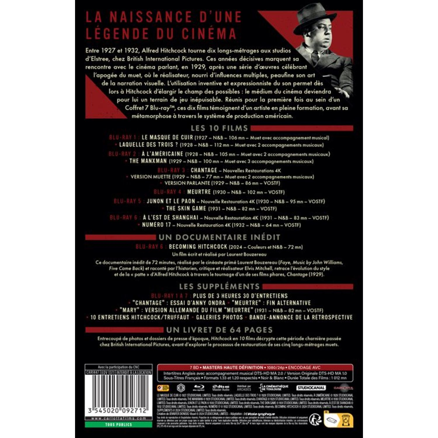 Blu-ray-cover met tekst en een foto van een man. Tekst omvat: LA NAISSANCE D'UNE LÉGENDE DU CINÉMA.