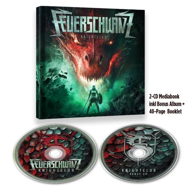 CD-Cover mit Drachen und Krieger, Musikalbum 'Knightclub'.