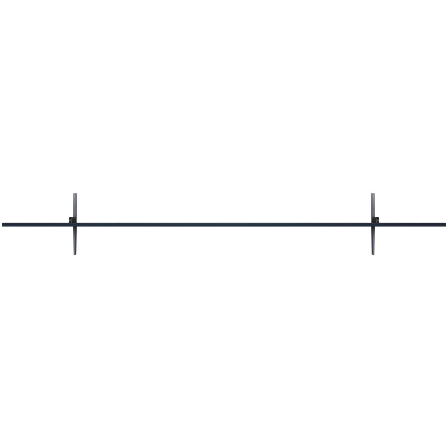 Black metal bar with two brackets on a black background.