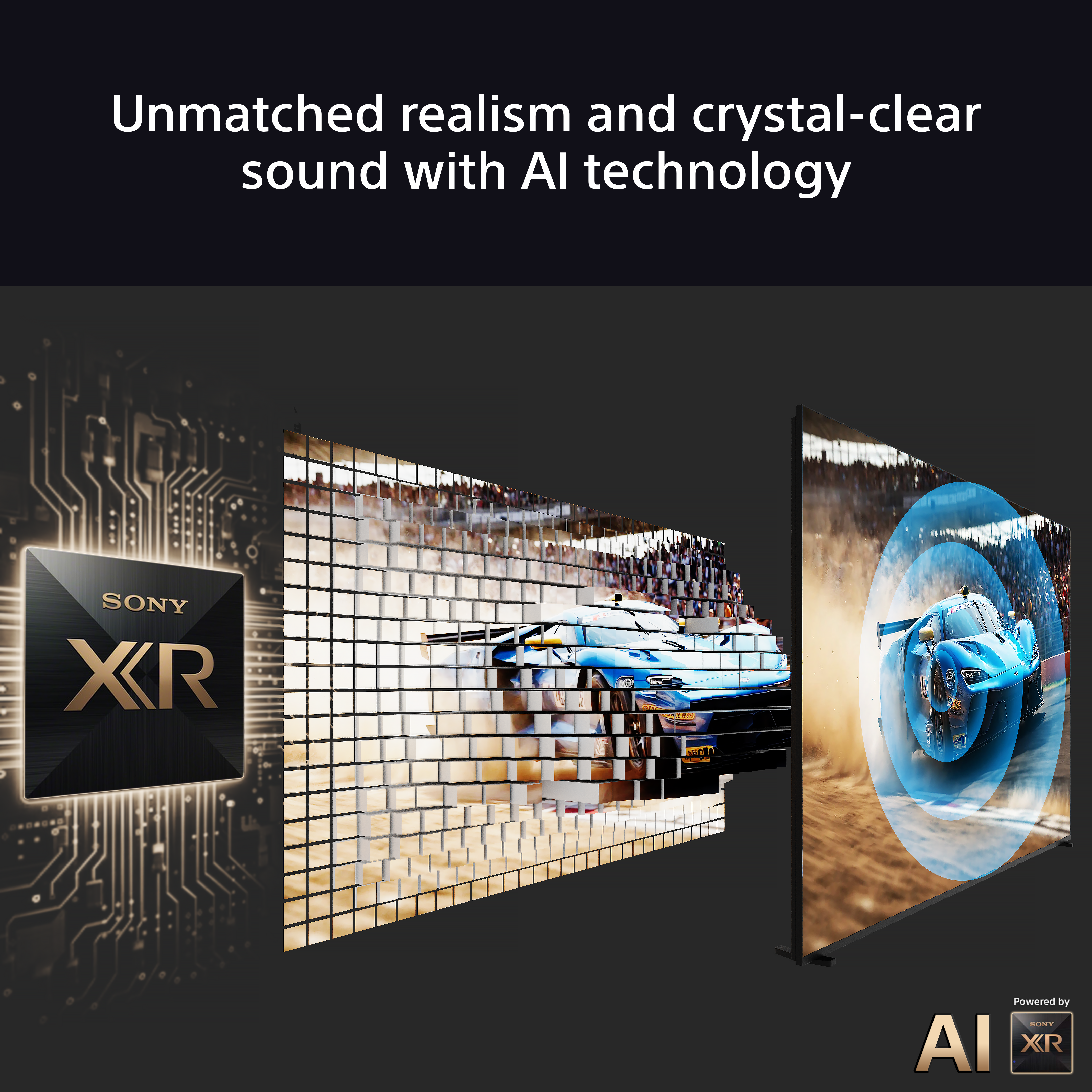 Autorennen und Sound vom Sony-Fernseher.
