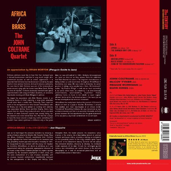 Das Albumcover zeigt eine schwarz-weiße Aufnahme von John Coltrane und seiner Band, mit Text und Titeln.
