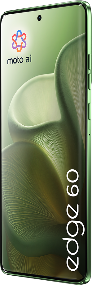 Kék okostelefon moto ai logóval és 'edge 60' felirattal, oldalnézet.