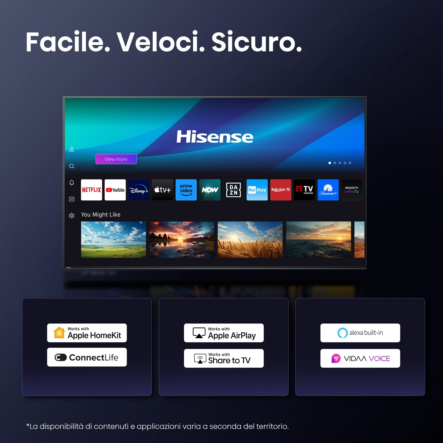 Una TV con app come Netflix, YouTube e integrazione HomeKit, oltre a Share to TV e funzioni Alexa.