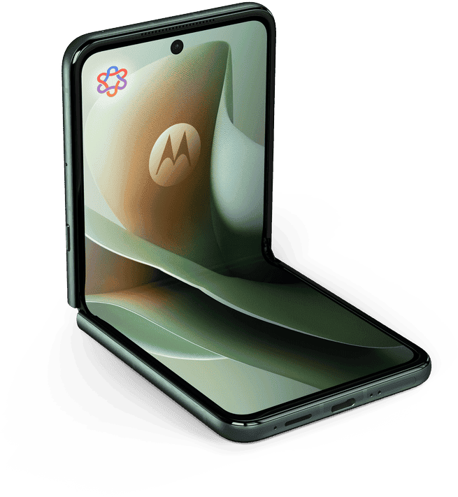 Nyitott fekete okostelefon, Moto logó, razr 60 ULTRA felirat.