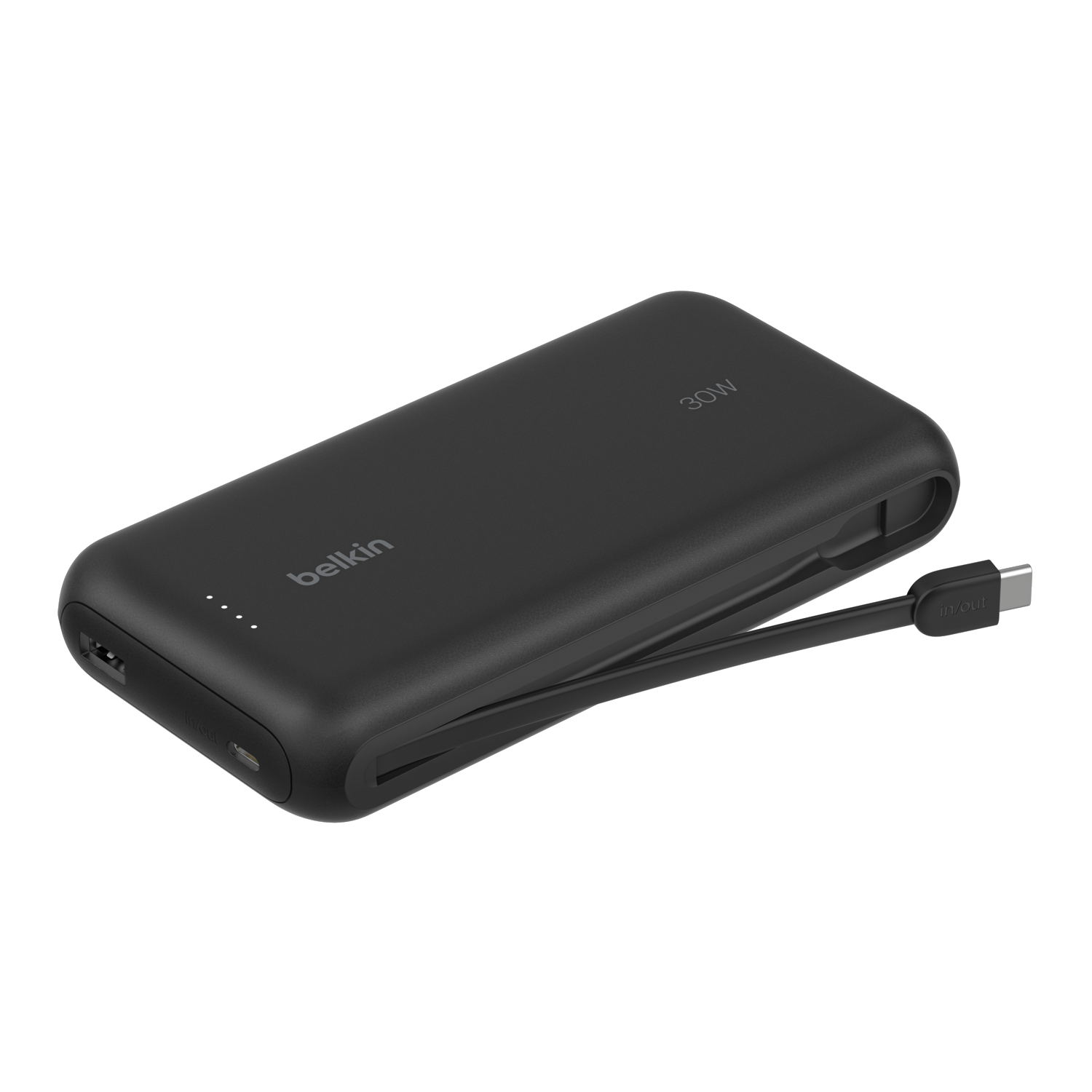 BELKIN 20000 mAh 30W PD Powerbank met geïntegreerde USB‑C kabel – Zwart afbeelding