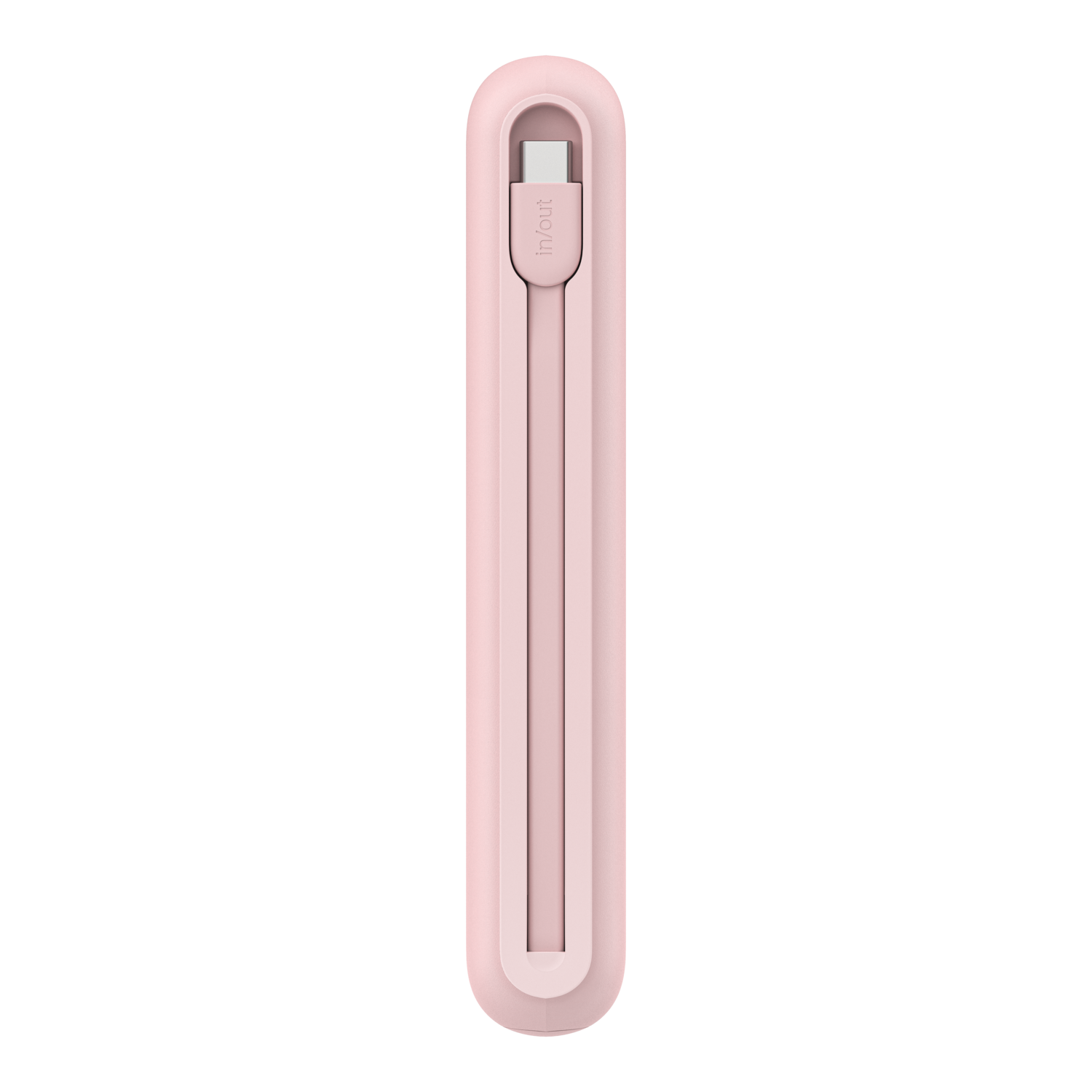 Roze behuizing met kabel. Op een witte achtergrond.