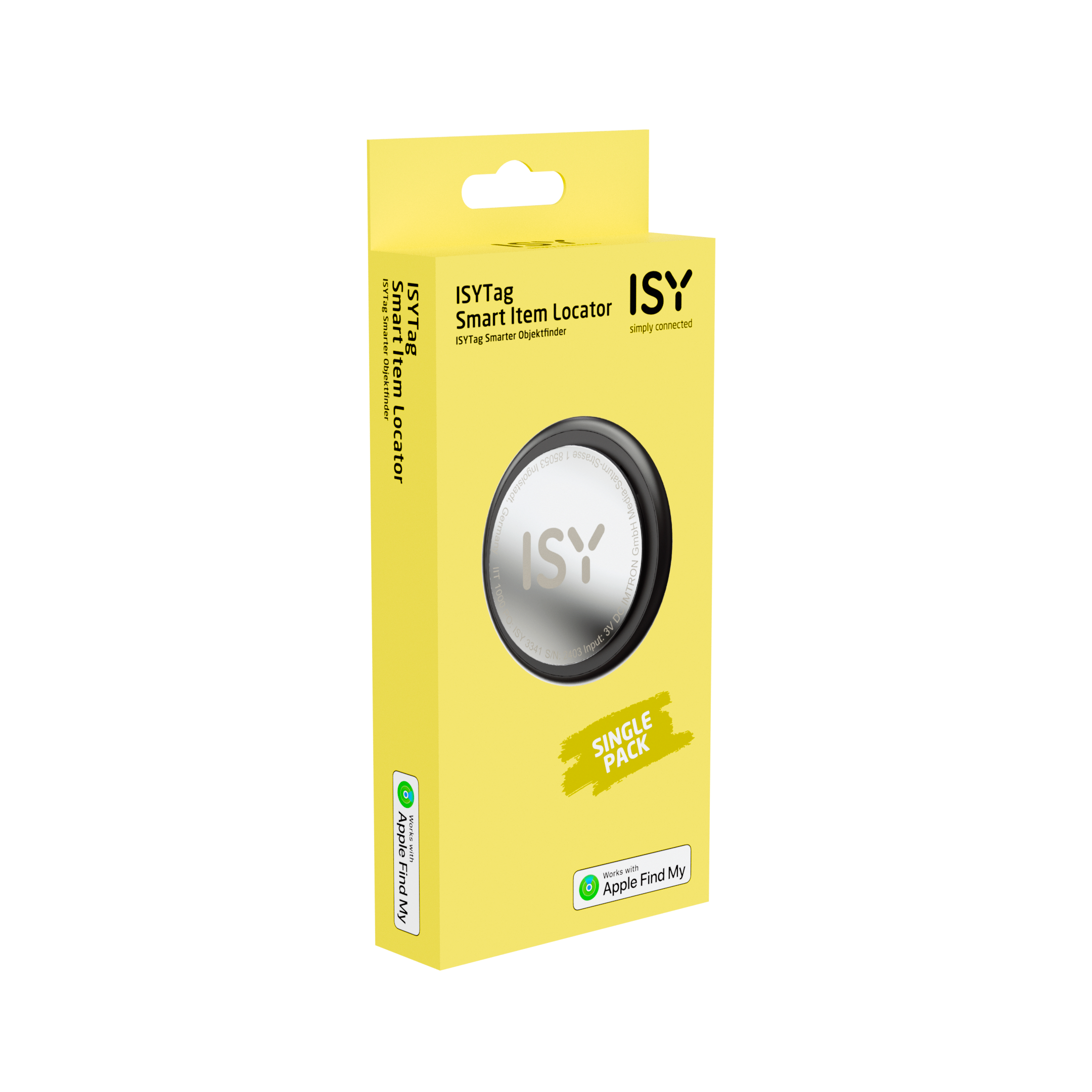 Une boîte jaune avec un appareil rond et noir et le mot « ISY ». ASSET_MMS_154063060