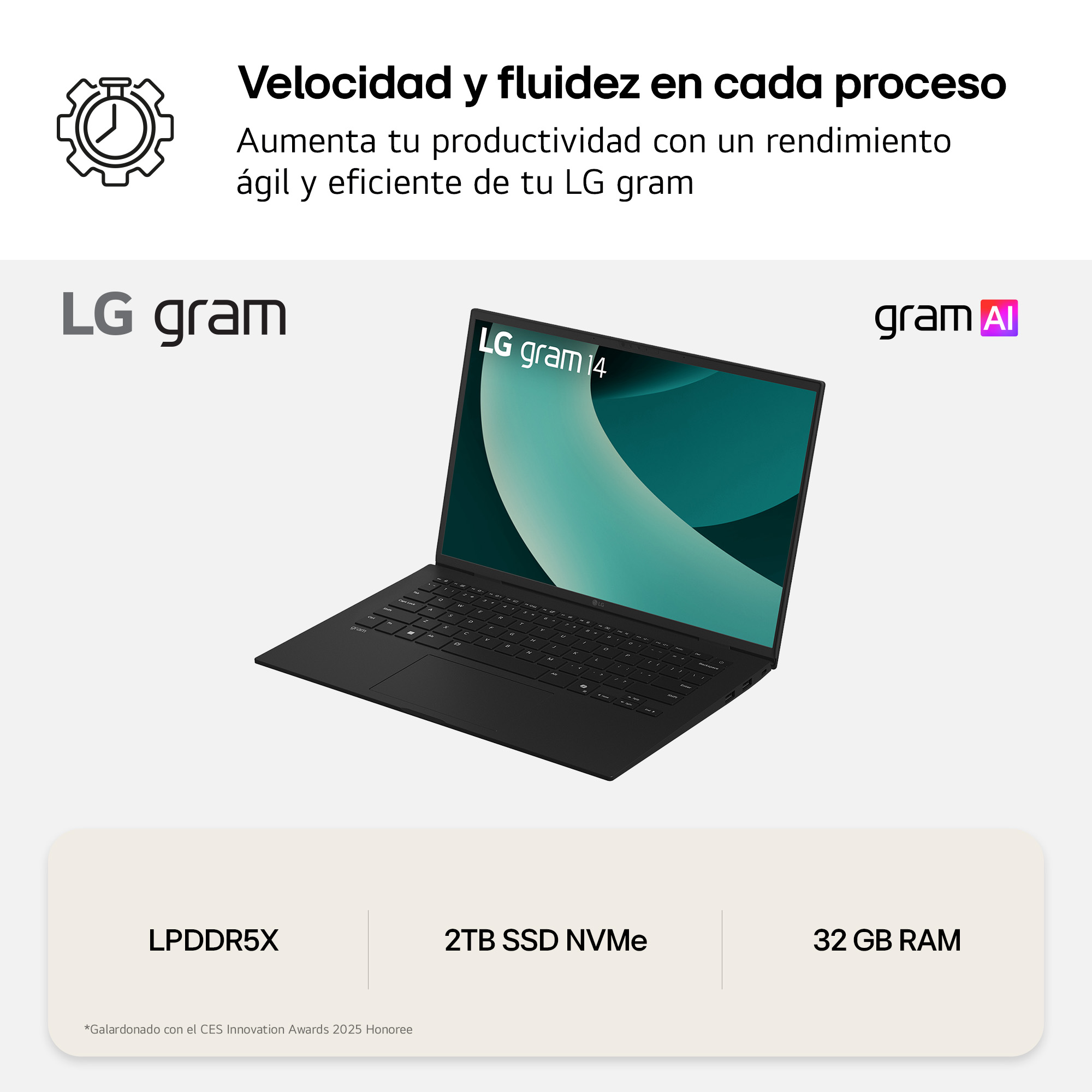 Un portátil negro con texto y especificaciones, sobre un fondo claro, con otros portátiles.