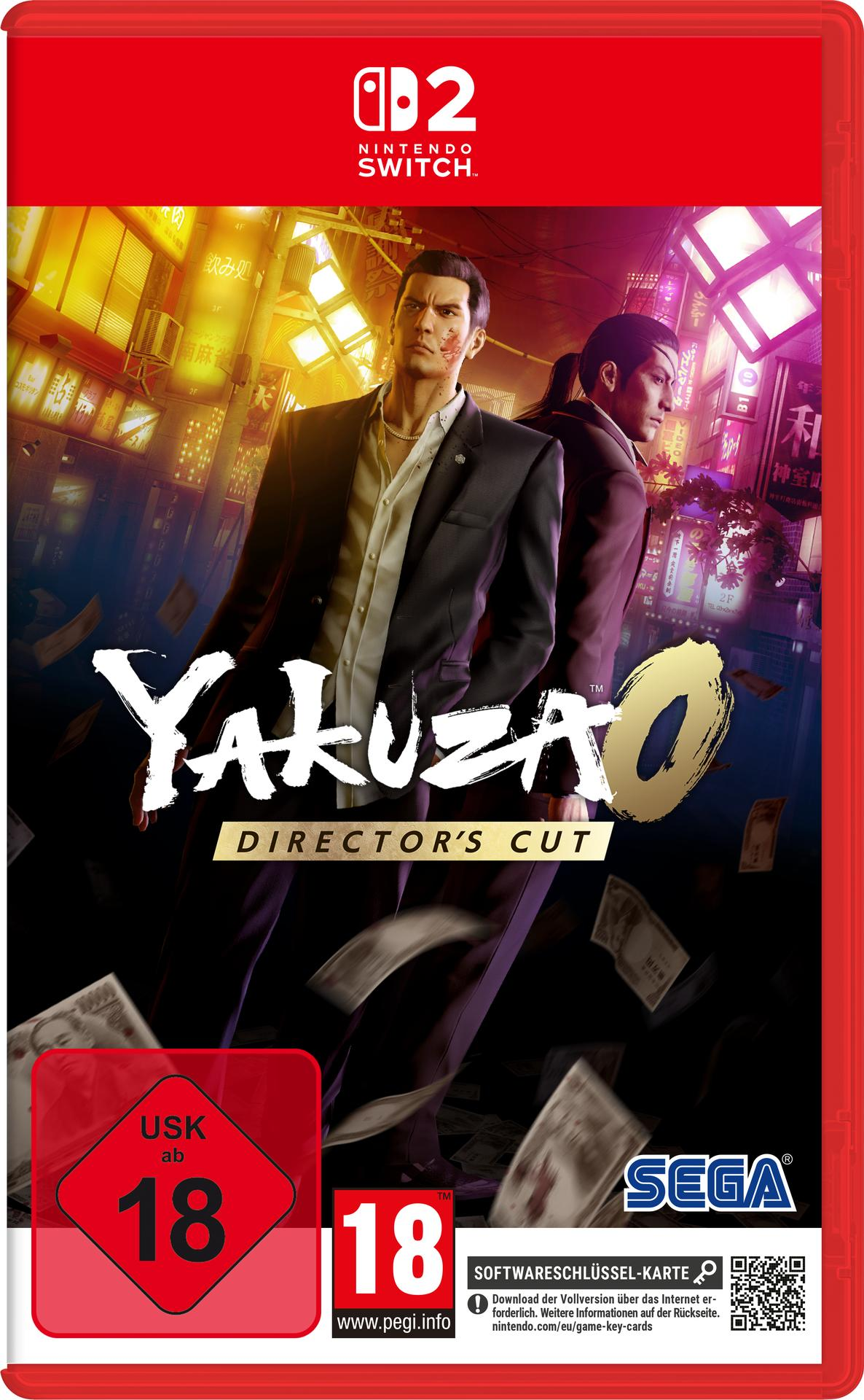 Videospiel-Box mit einem Mann in einem Anzug vor einer Stadt. Der Titel ist Yakuza: Director's Cut.