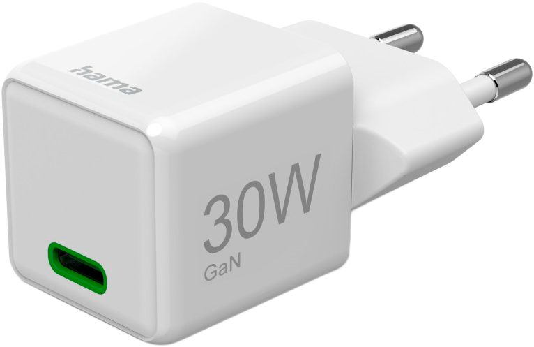 HAMA super mini univerzális hálózati töltő, USB Type-C, PD, QC, 30W, fehér (201982)