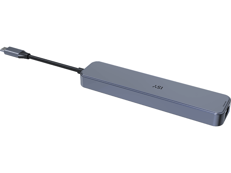 ISY IAD-1048 6-in-1 USB-C Multiport Adapter + Power Delivery, Grau — Foto 2 von 2
