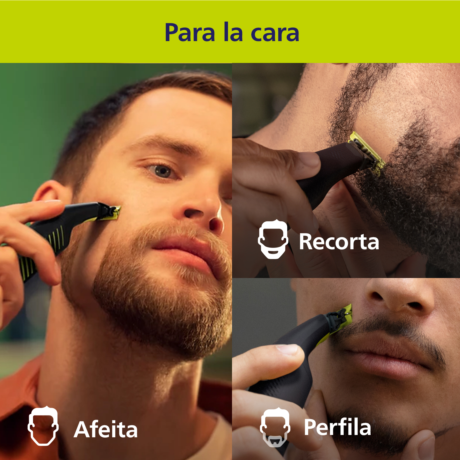 Para la cara. Recorta, Afeita, Perfila.