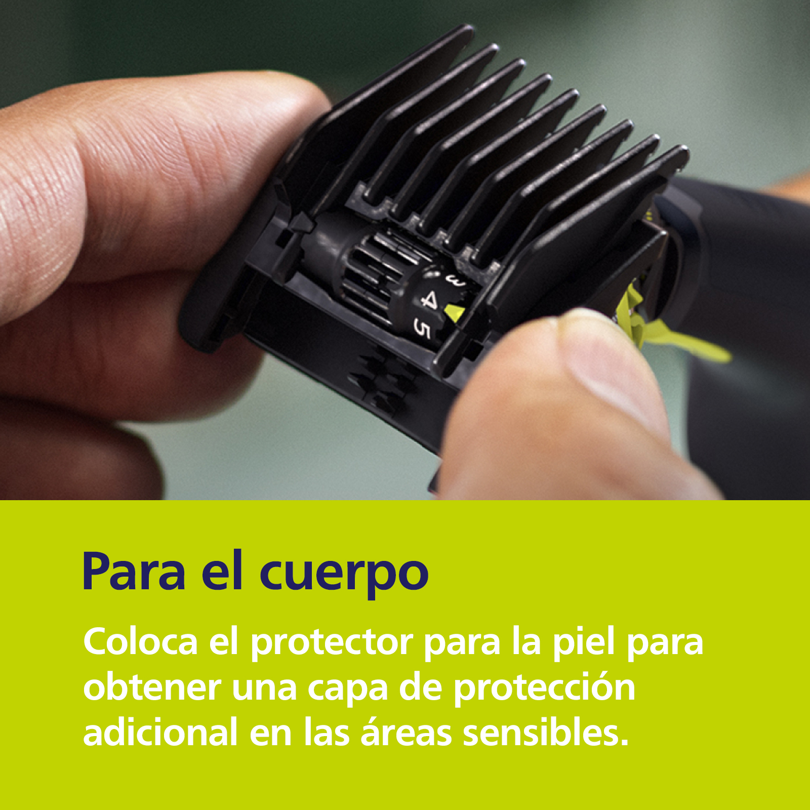 Para el cuerpo. Coloca el protector para la piel para obtener una capa de protección adicional en las áreas sensibles.