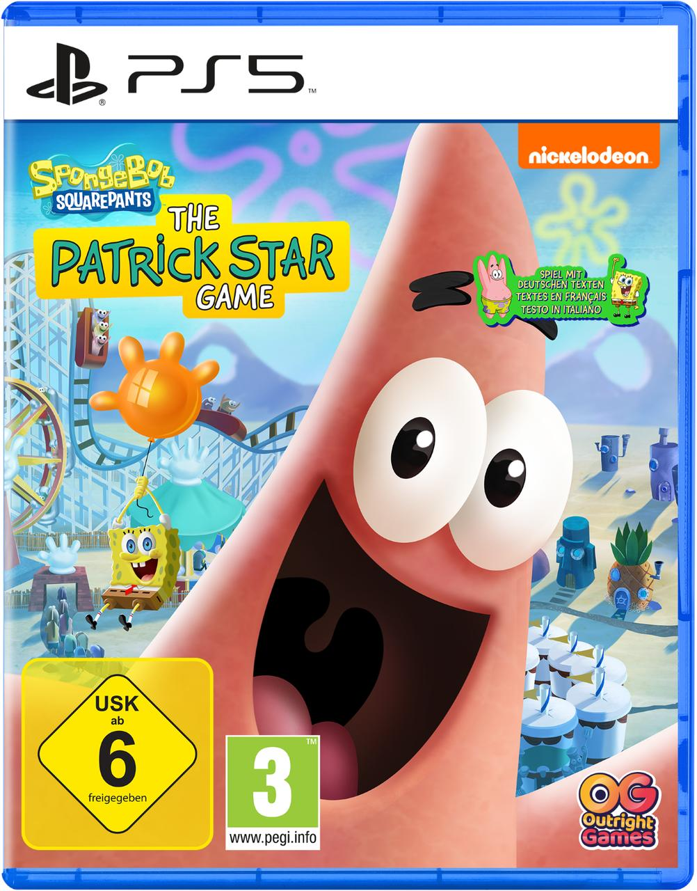 PS5-Spielhülle von SpongeBob SquarePants, The Patrick Star Game. Patrick lacht.
