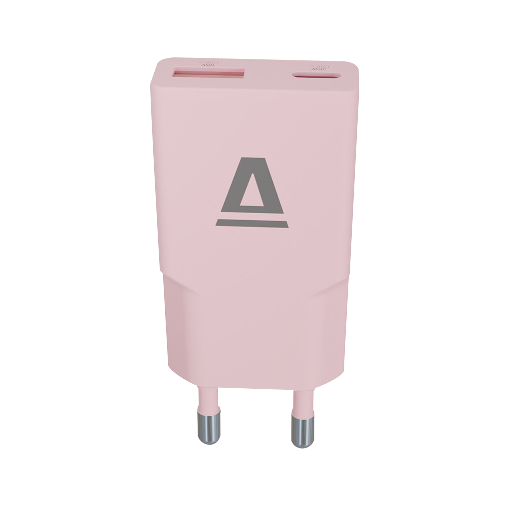 AVAX NANO SLIM 30W töltő adapter, USB-C PD3.0 + USB-A QC3.0, pink (CH641P)