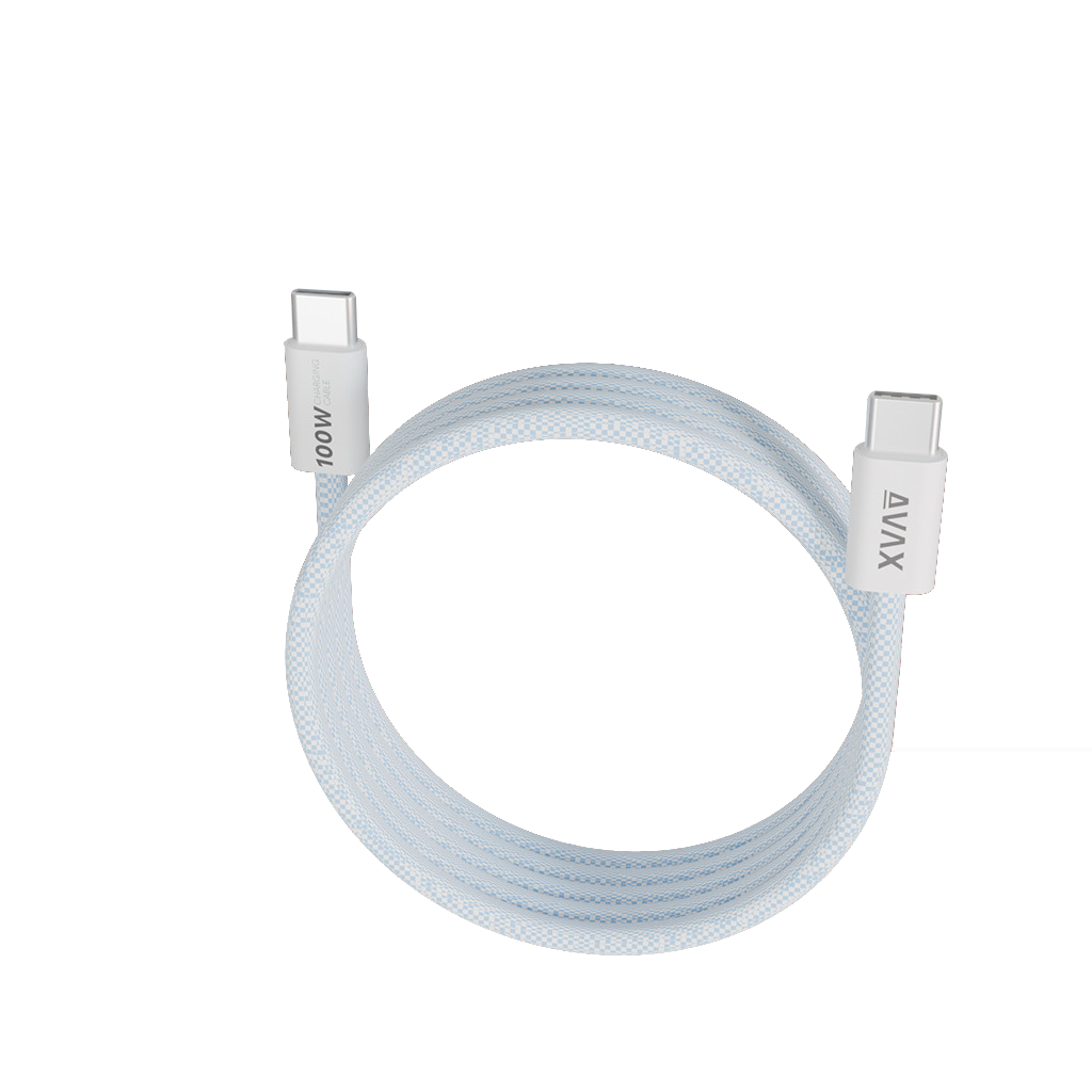 AVAX MAGNETY 100W USB C mágneses gyorstöltő kábel, fonott 1m, világoskék (CB610LB)