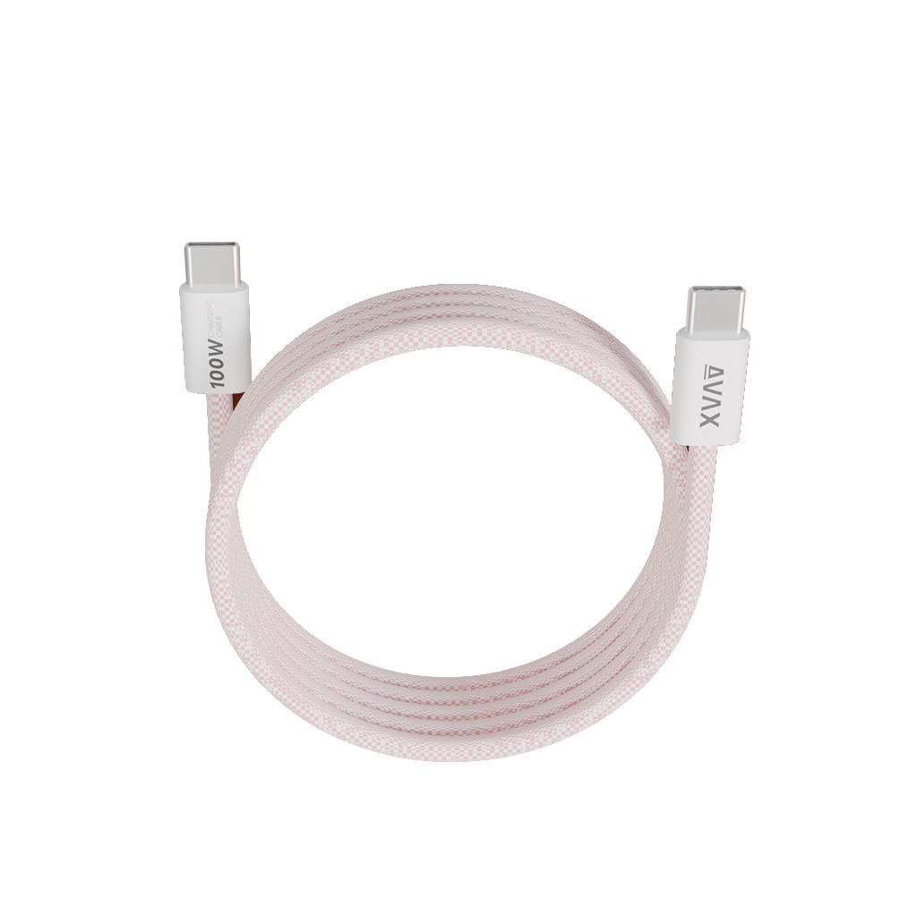 AVAX MAGNETY 100W USB C mágneses gyorstöltő kábel, fonott 1m, pink (CB610P)