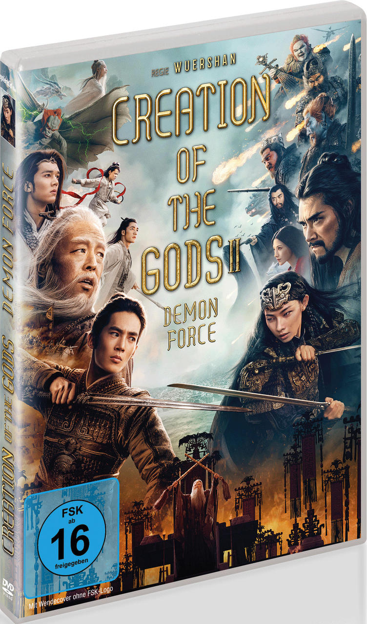 DVD-Cover von "Creation of the Gods II", mit Kriegern, Schwertern und einer Kampfszene.