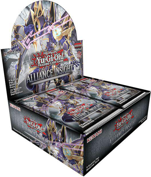Eine Yu-Gi-Oh!-Sammelkartenschachtel mit einem Anime-Charakter-Design. Enthält 24 Booster-Packs und 9 Karten pro Pack.