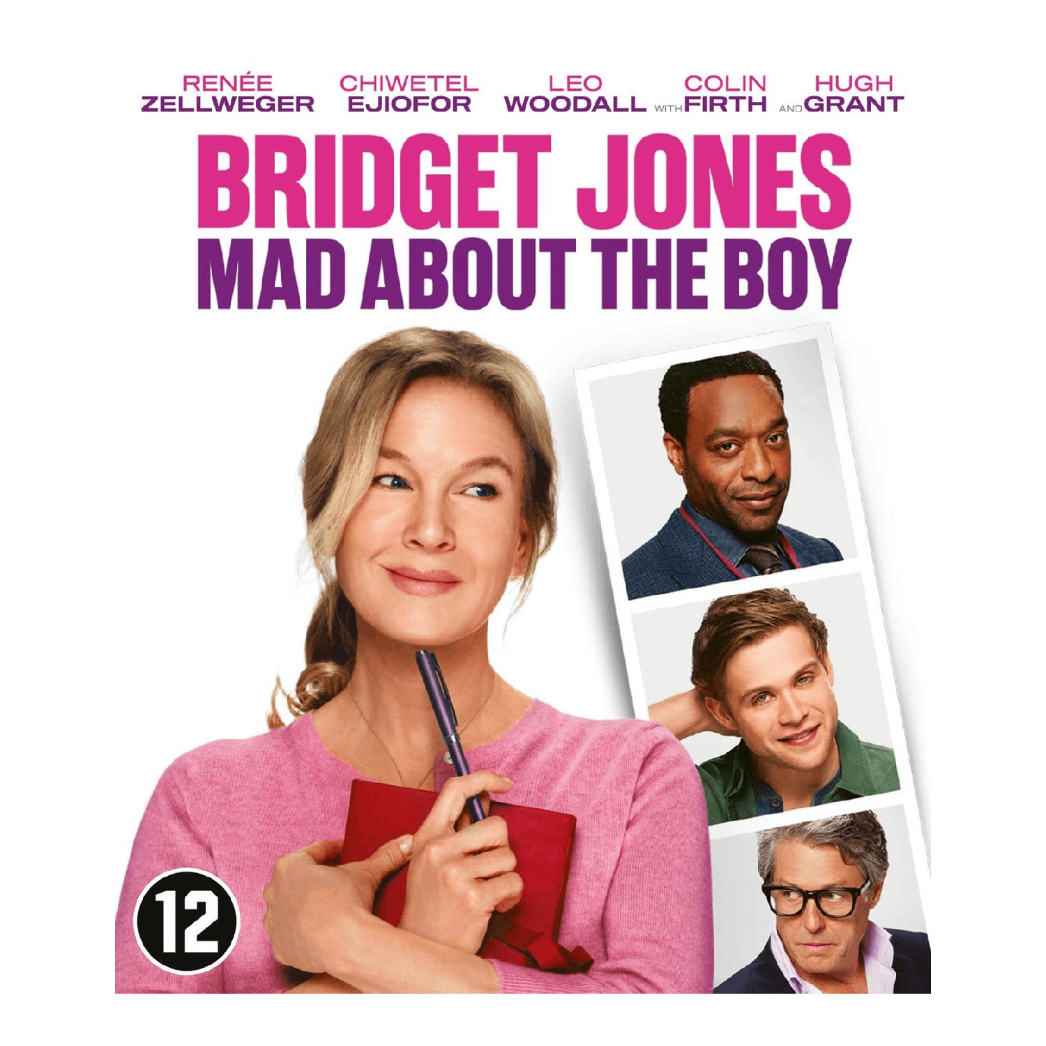 Filmposter voor Bridget Jones: Mad About the Boy. Renee Zellweger, Chiwetel Ejiofor, Leo Woodall, Colin Firth, Hugh Grant.