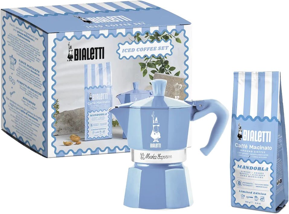 BIALETTI Moka Express kotyogó 3 adag + Perfetto Mandulás őrölt kávé 250g