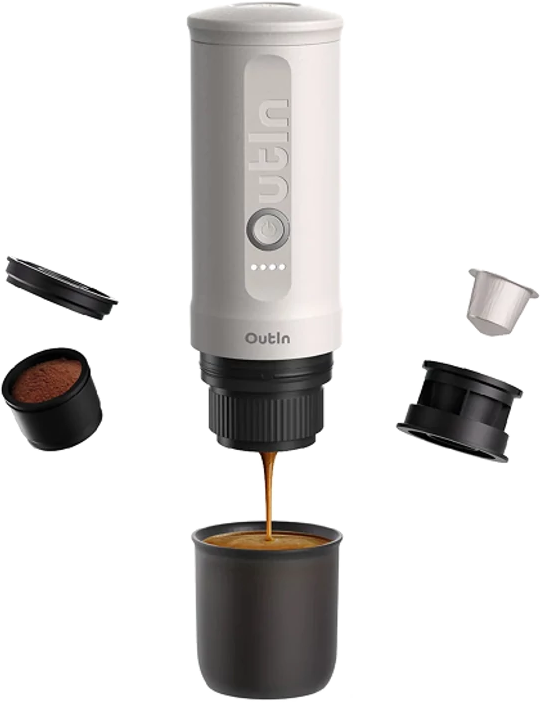 OUTIN ONANO-PW akkumulátoros hordozható kávéfőző - Pearl White (gyöngyház fehér)