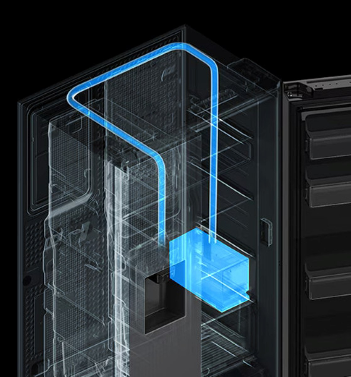 Wizualny schemat układu chłodzenia lodówki.