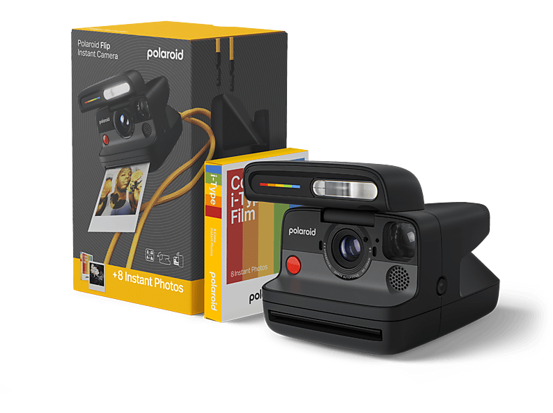 Polaroid Instant Camera Flip Black + Color Film Bundle (8 Photos)