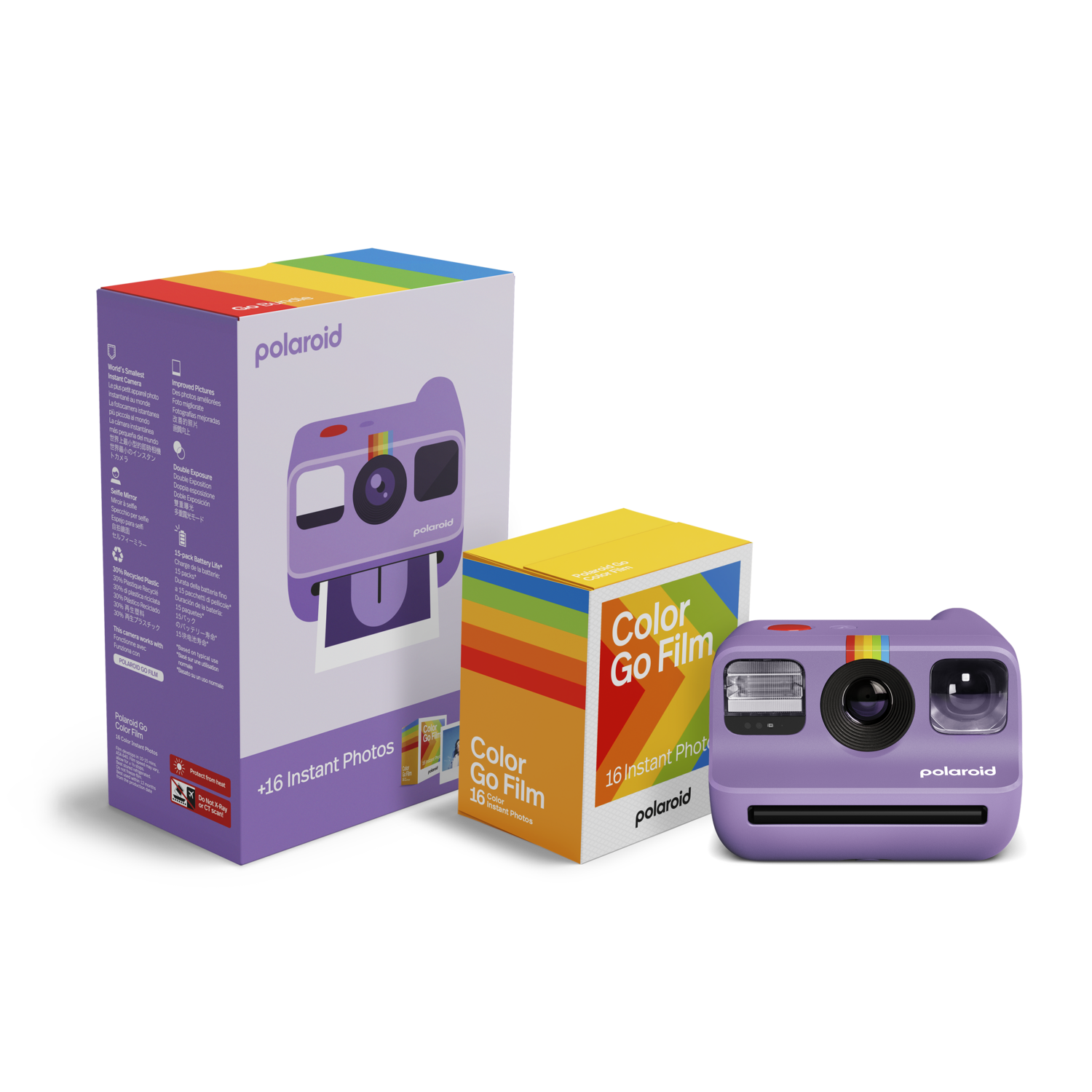 Polaroid Go Generation 2 + Color Film Bundle (16 Photos) Instant Camera Purple