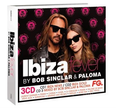 Albumhoes. Man en vrouw met zonnebril. Titel: Ibiza Fever van Bob Sinclar & Paloma. 3 CD set.