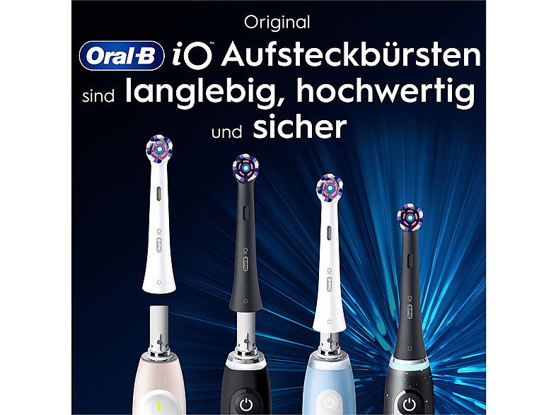 Thumbnail - ORAL-B iO Strahlendes Weiss, für elektrische Oral-B Zahnbürsten, Zahnaufhellung, Schwarz, 4 Stück Aufsteckbürsten