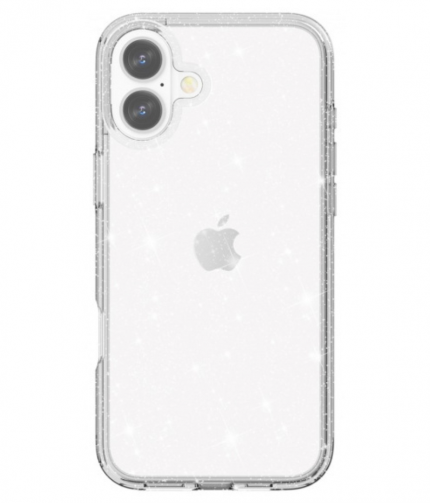Átlátszó, csillogó telefontok Apple logóval.