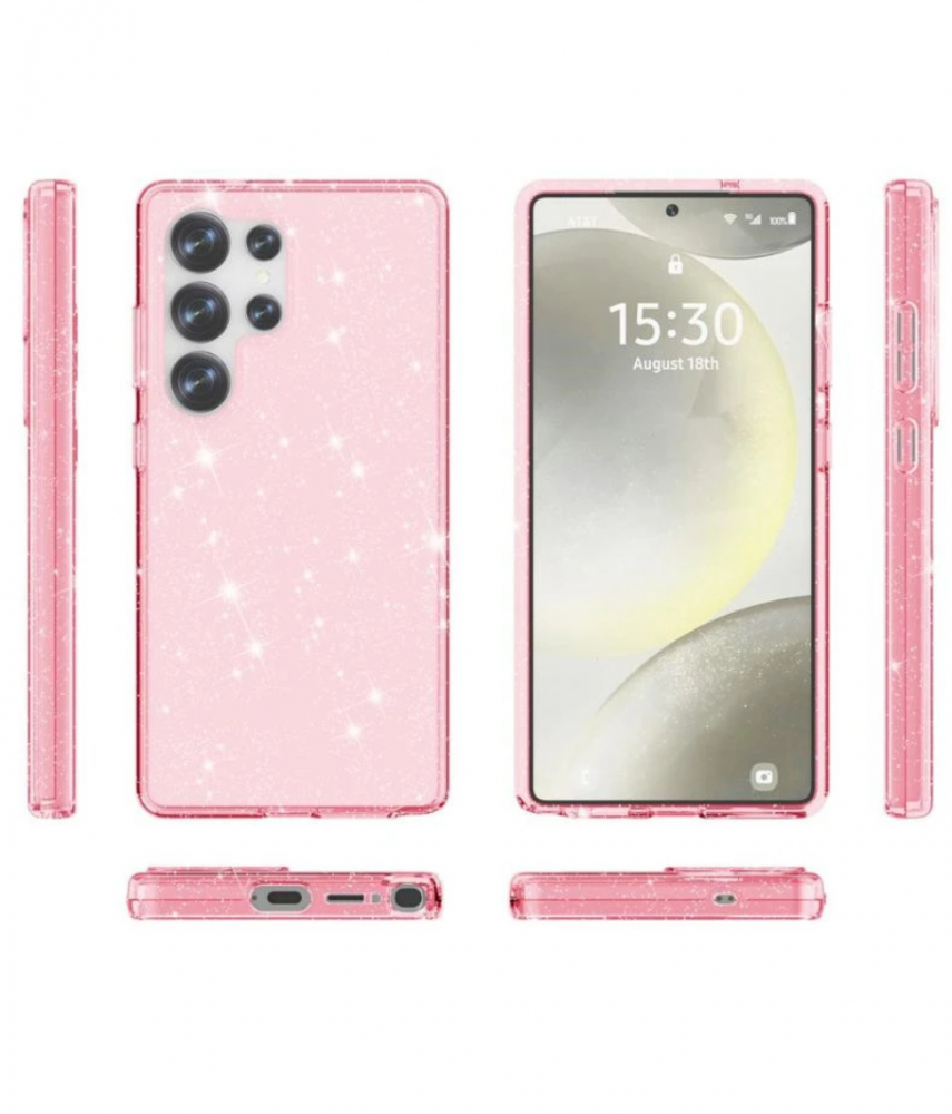 Rózsaszín telefontok csillogással és telefon 15:30-cal.