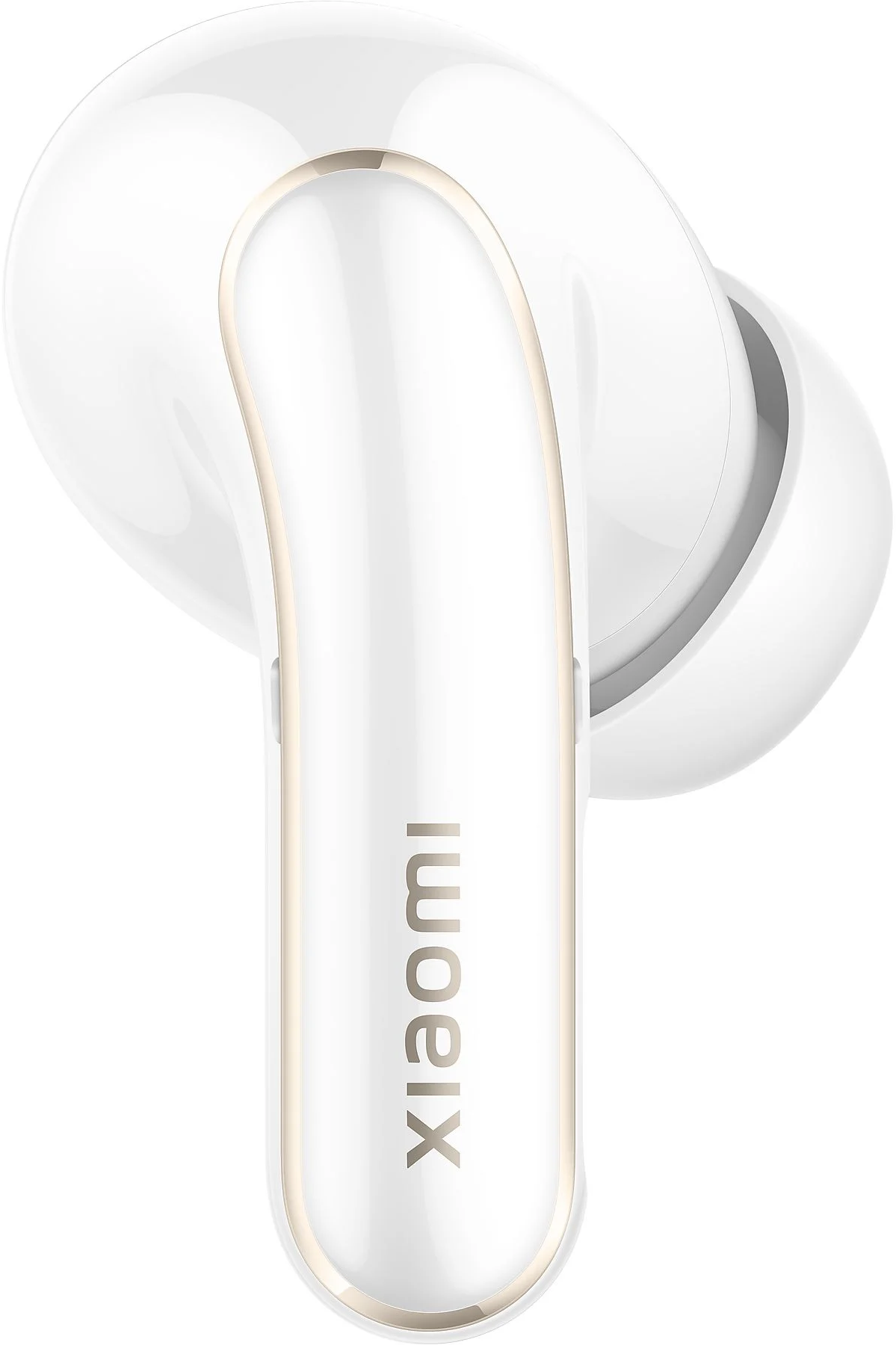 Fehér fülhallgató "xiaomi" felirattal.