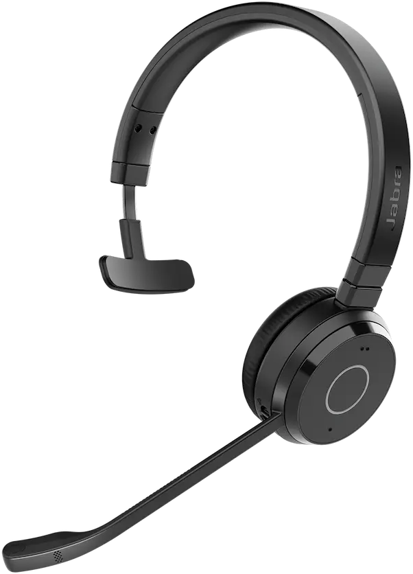 Schwarzes Headset mit Mikrofon, Nahaufnahme, auf schwarzem Hintergrund.