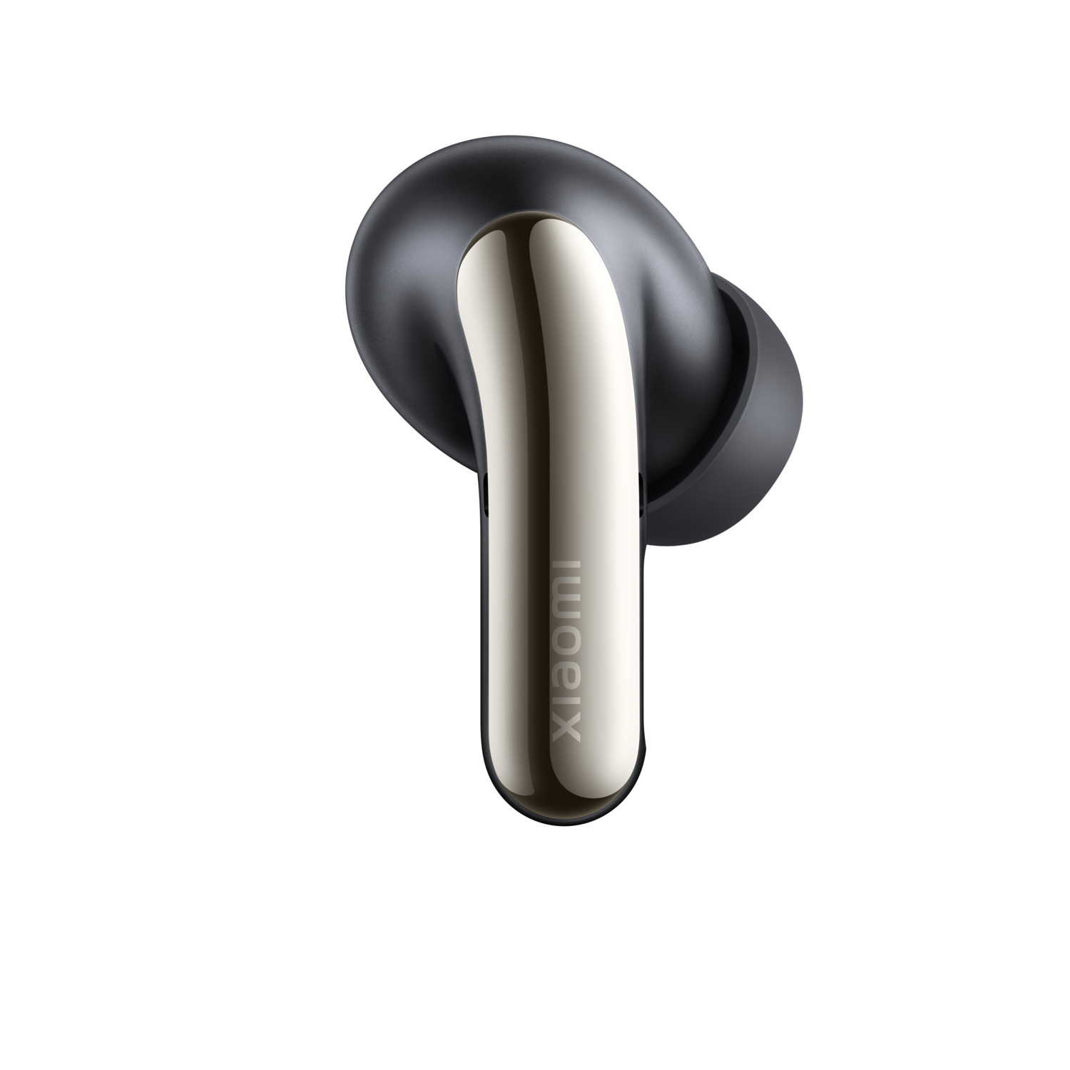 A single black and gold wireless earbud, Xiaomi brand, on a white background.
