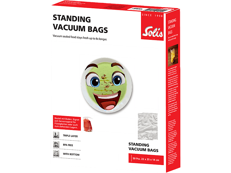 SOLIS Stand Up Vakuumierbeutel mit Boden Transparent