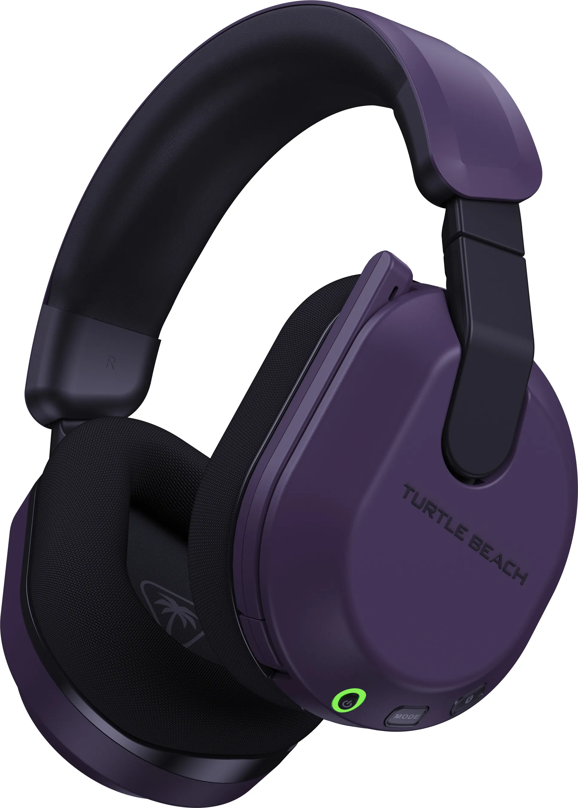 Lila-schwarzes Turtle Beach Gaming-Headset. Das Turtle Beach-Logo ist auf der rechten Ohrmuschel sichtbar.