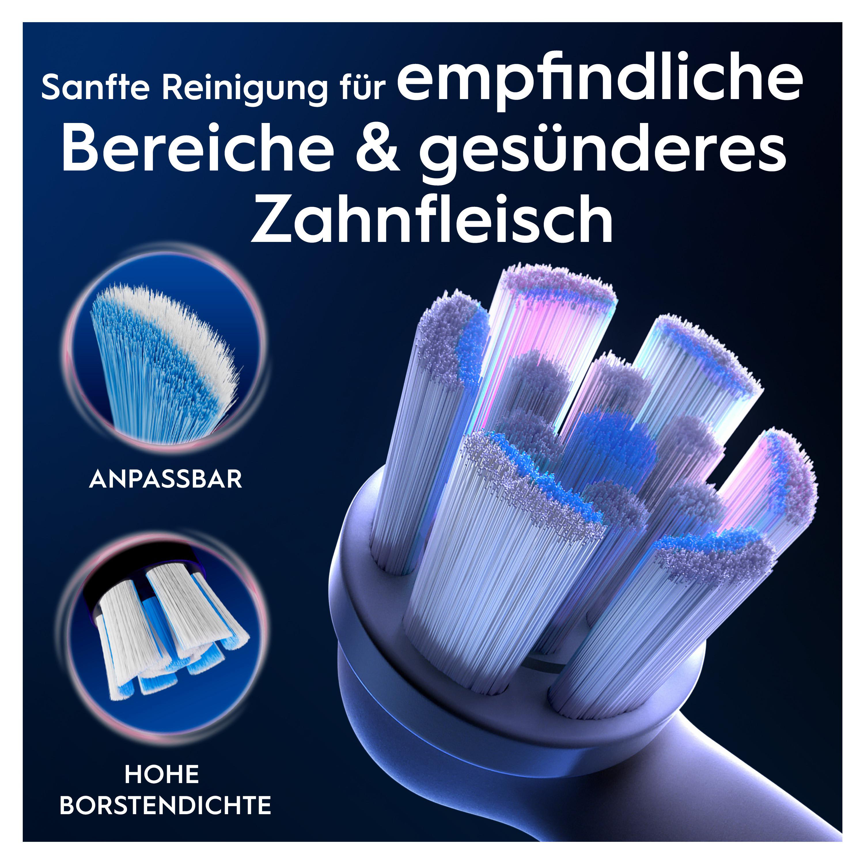 Nahaufnahme eines Zahnbürstenkopfes mit Bürstendetails.