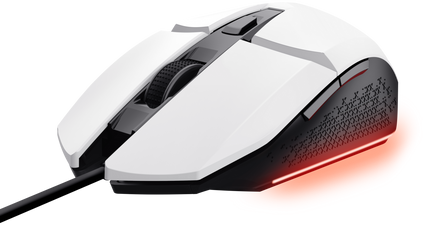 TRUST GXT 109W Felox vezetékes optikai egér, 6400dpi, 6 gomb, LED világítás, fehér (25066)