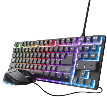 TRUST GXT 798 2in1 vezetékes TKL billentyűzet és egér szett, Magyar kiosztás, fekete (25754)