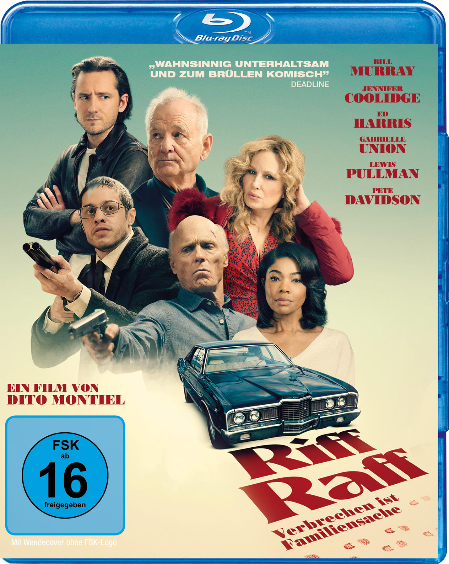 Blu-ray-Filmcover mit einer Gruppe von Schauspielern. Text und Logos sind vorhanden.