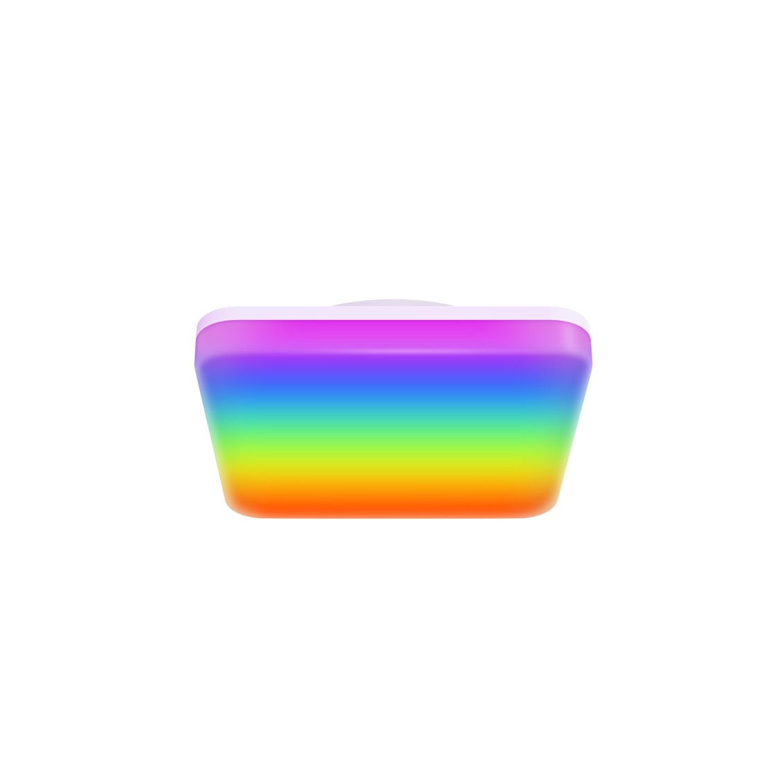 Quadratische LED-Leuchte mit Regenbogenfarben.