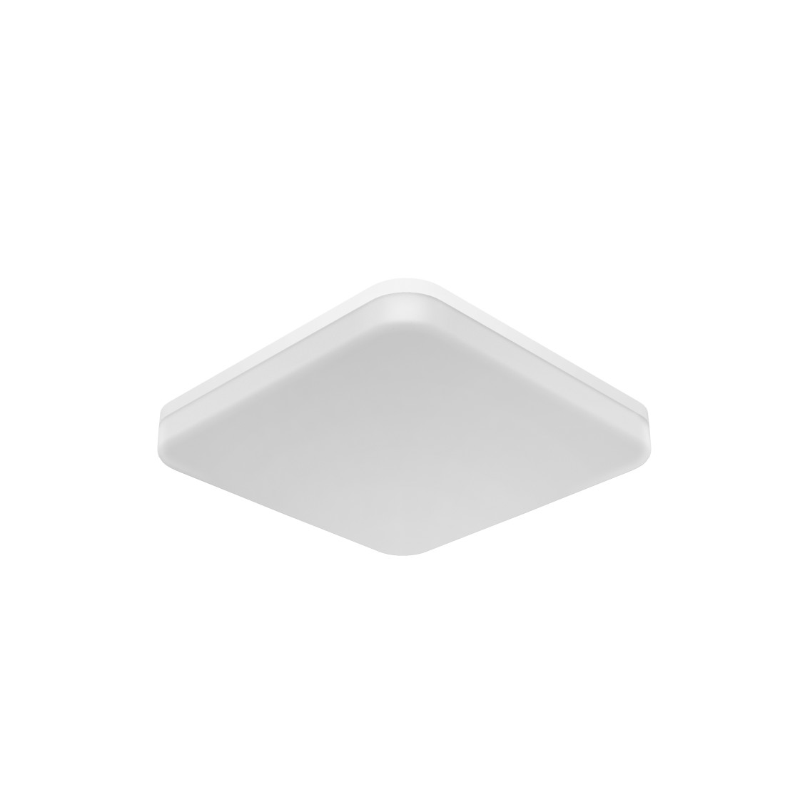 Quadratische LED-Leuchte, weiße Farbe, Draufsicht.