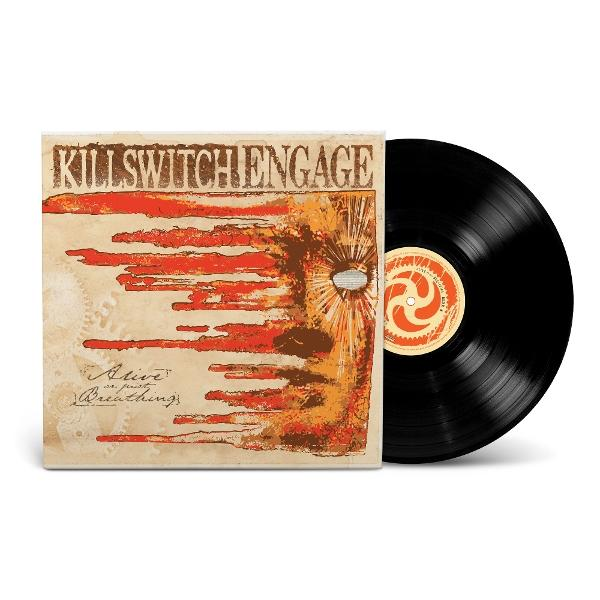 A Killswitch Engage 'Alive or Just Breathing' című albumának borítója. A bakelit fekete, narancssárga-fehér címkével.